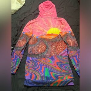 Women’s size medium psychedelic cosmic sun hoodie dress
